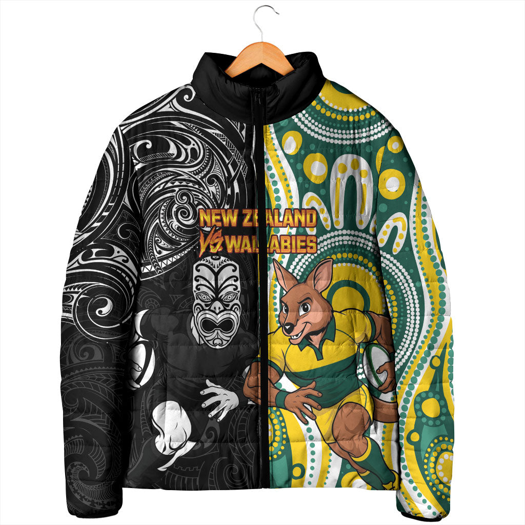 Custom Australia vs New Zealand Padded Jacket Rugby Rivalry Two Nations One Battle