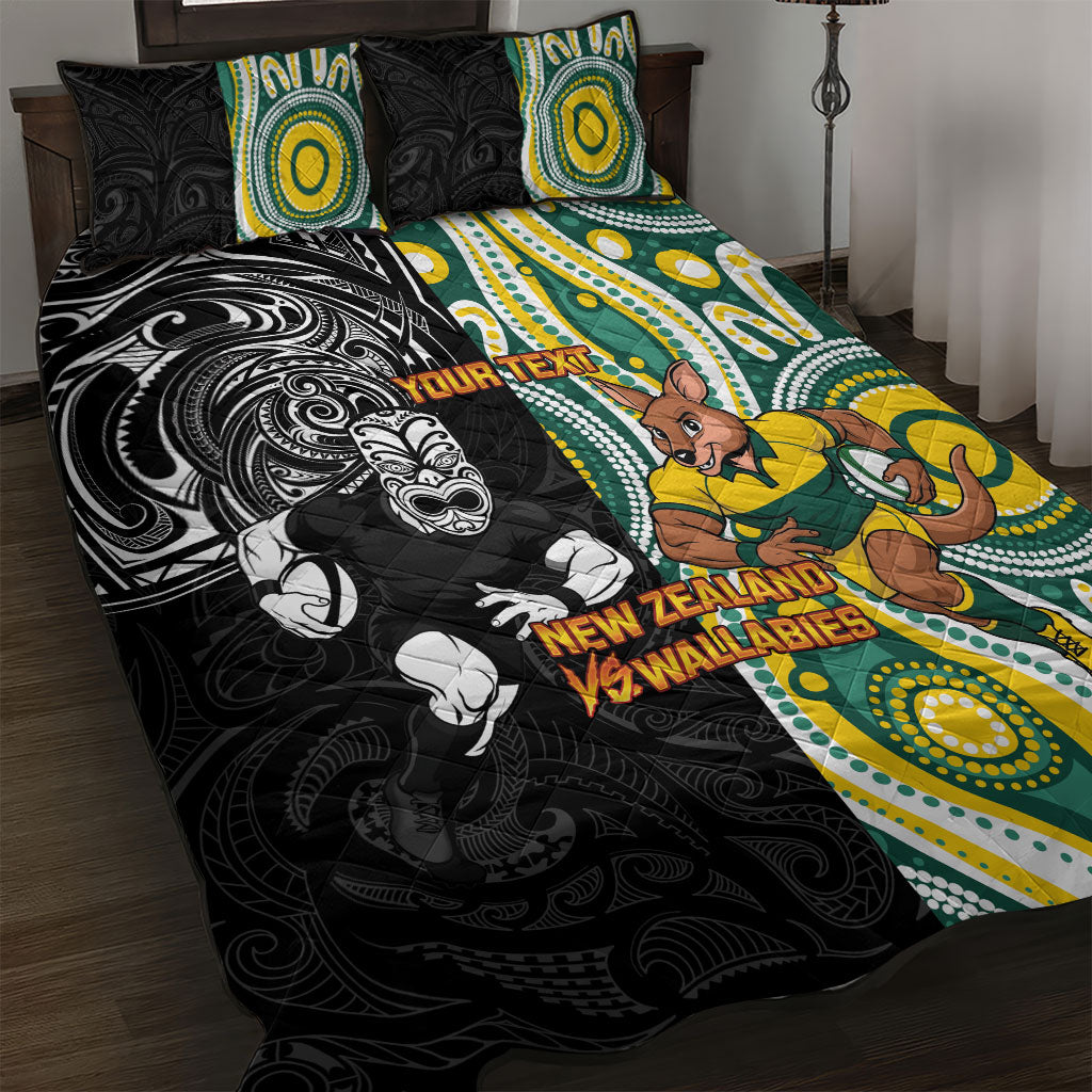 Custom Australia vs New Zealand Quilt Bed Set Rugby Rivalry Two Nations One Battle LT9 Multicolor - Polynesian Pride