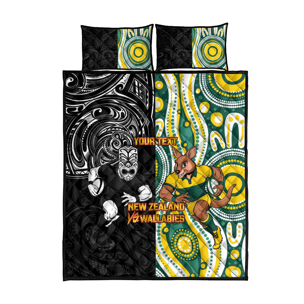 Custom Australia vs New Zealand Quilt Bed Set Rugby Rivalry Two Nations One Battle LT9 - Polynesian Pride