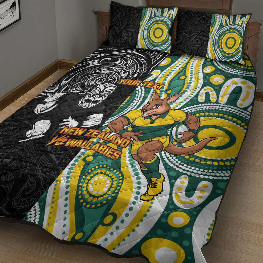 Custom Australia vs New Zealand Quilt Bed Set Rugby Rivalry Two Nations One Battle LT9 - Polynesian Pride