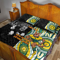 Custom Australia vs New Zealand Quilt Bed Set Rugby Rivalry Two Nations One Battle LT9 - Polynesian Pride