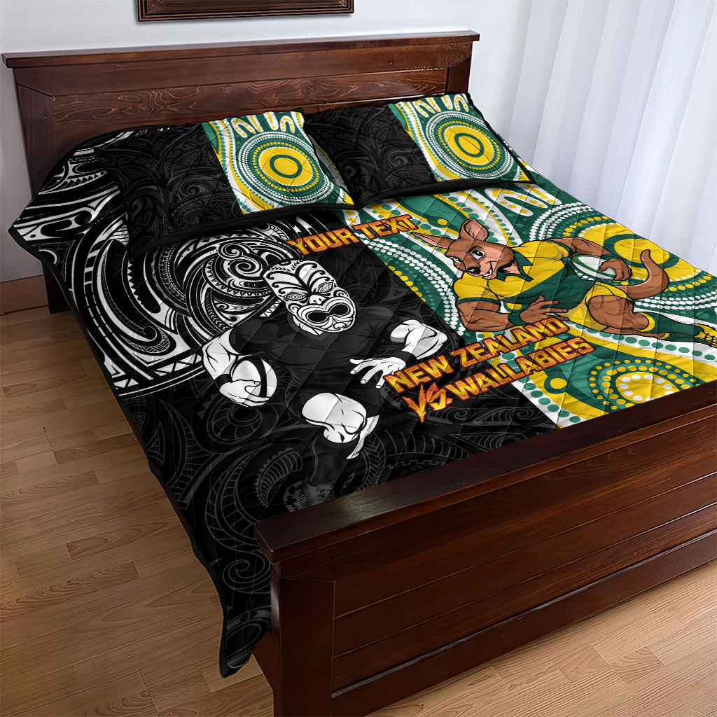 Custom Australia vs New Zealand Quilt Bed Set Rugby Rivalry Two Nations One Battle LT9 - Polynesian Pride