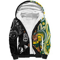 Custom Australia vs New Zealand Sherpa Hoodie Rugby Rivalry Two Nations One Battle