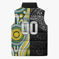 Custom Australia vs New Zealand Sleeveless Puffer Jacket Rugby Rivalry Two Nations One Battle
