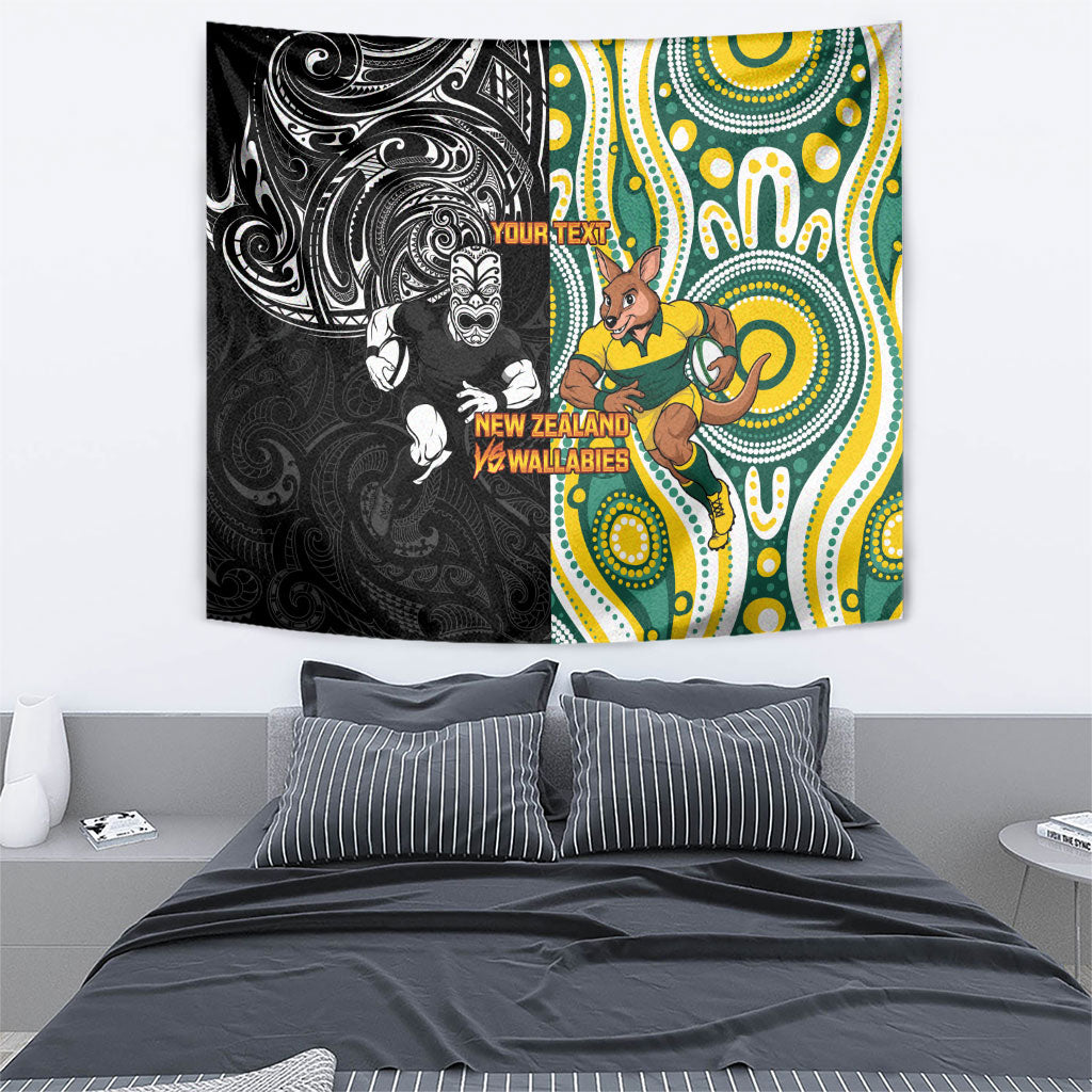 Custom Australia vs New Zealand Tapestry Rugby Rivalry Two Nations One Battle LT9 - Polynesian Pride