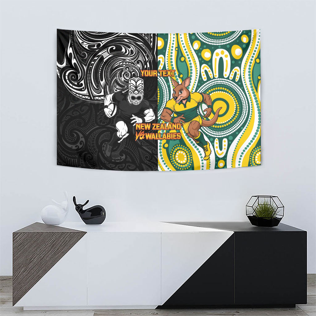 Custom Australia vs New Zealand Tapestry Rugby Rivalry Two Nations One Battle LT9 - Polynesian Pride
