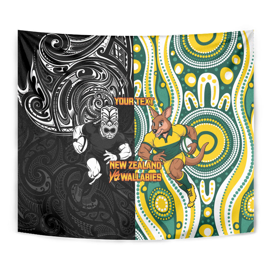 Custom Australia vs New Zealand Tapestry Rugby Rivalry Two Nations One Battle LT9 - Polynesian Pride