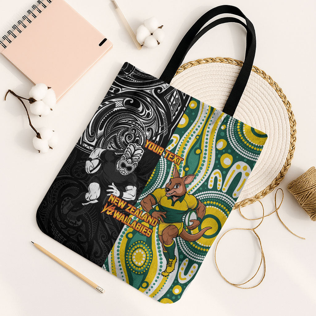 Custom Australia vs New Zealand Tote Bag Rugby Rivalry Two Nations One Battle LT9 Black Strap One Size Multicolor - Polynesian Pride