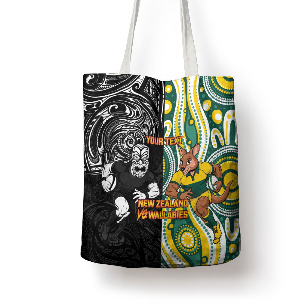 Custom Australia vs New Zealand Tote Bag Rugby Rivalry Two Nations One Battle
