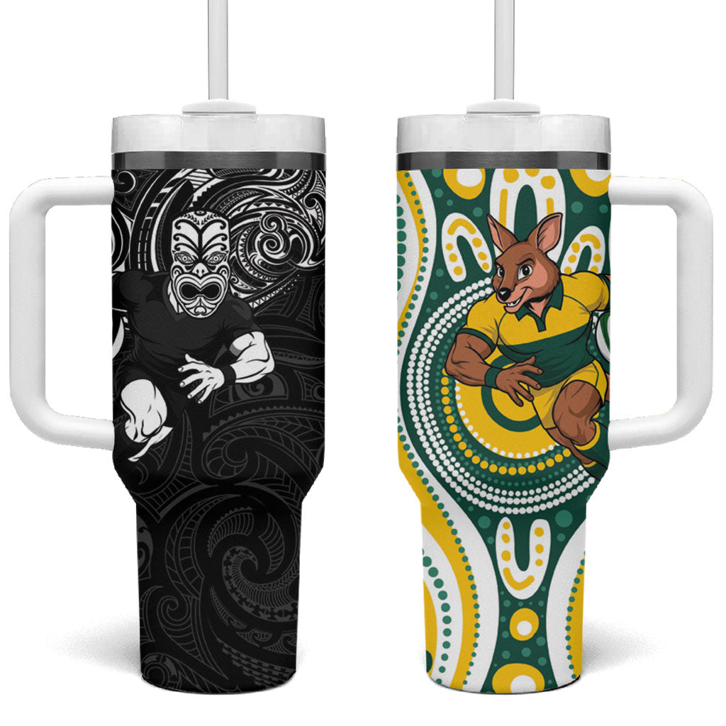 Australia vs New Zealand Tumbler With Handle Rugby Rivalry Two Nations One Battle LT9 One Size: 40 oz Multicolor - Polynesian Pride