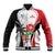 Custom Fiji England Rugby Baseball Jacket Tapa Pattern and Rose Flower World Cup 2023 LT9 Unisex White - Polynesian Pride