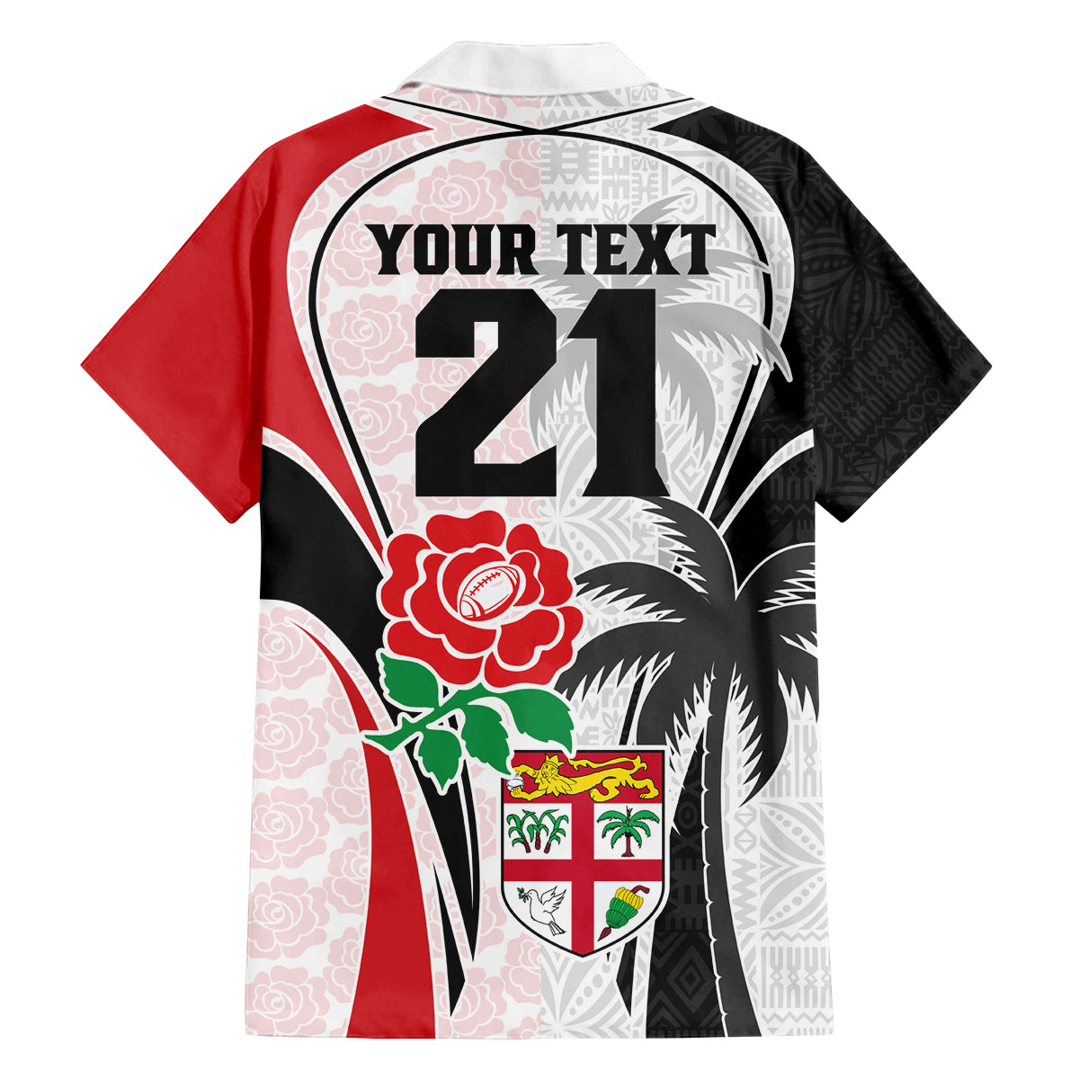 Custom Fiji England Rugby Family Matching Long Sleeve Bodycon Dress and Hawaiian Shirt Tapa Pattern and Rose Flower World Cup 2023 LT9 - Polynesian Pride