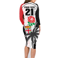 Custom Fiji England Rugby Family Matching Long Sleeve Bodycon Dress and Hawaiian Shirt Tapa Pattern and Rose Flower World Cup 2023 LT9 - Polynesian Pride