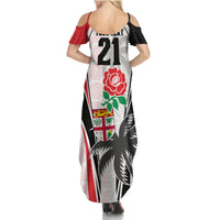Custom Fiji England Rugby Summer Maxi Dress Tapa Pattern and Rose Flower World Cup 2023 LT9 - Polynesian Pride