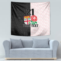 Custom Fiji England Rugby Tapestry Tapa Pattern and Rose Flower World Cup 2023 LT9 - Polynesian Pride