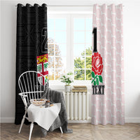 Custom Fiji England Rugby Window Curtain Tapa Pattern and Rose Flower World Cup 2023 LT9 - Polynesian Pride