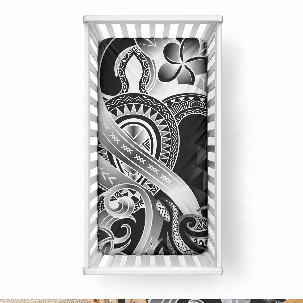 Aloha Black Tribal Honu Tattoo Baby Bed Cover LT9 28 × 52 in Black - Polynesian Pride