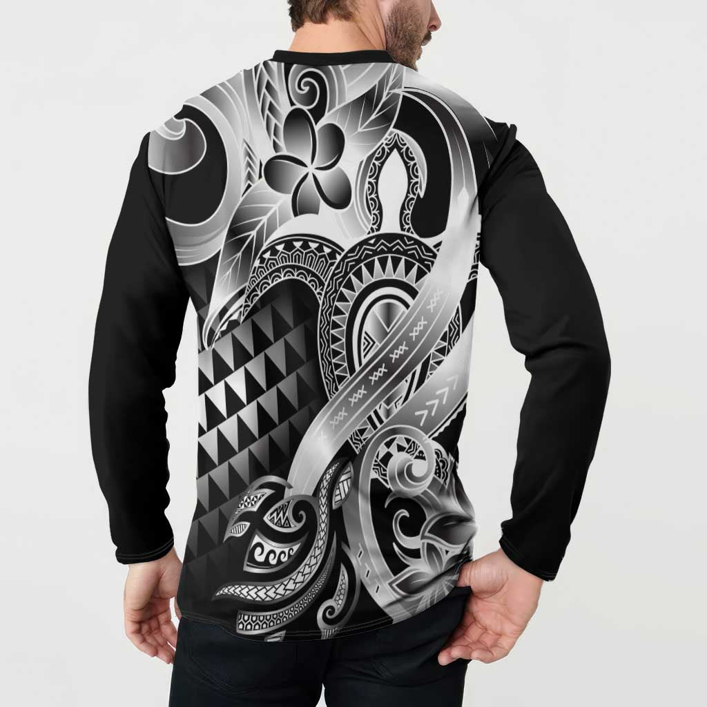 Aloha Black Tribal Honu Tattoo Button Sweatshirt