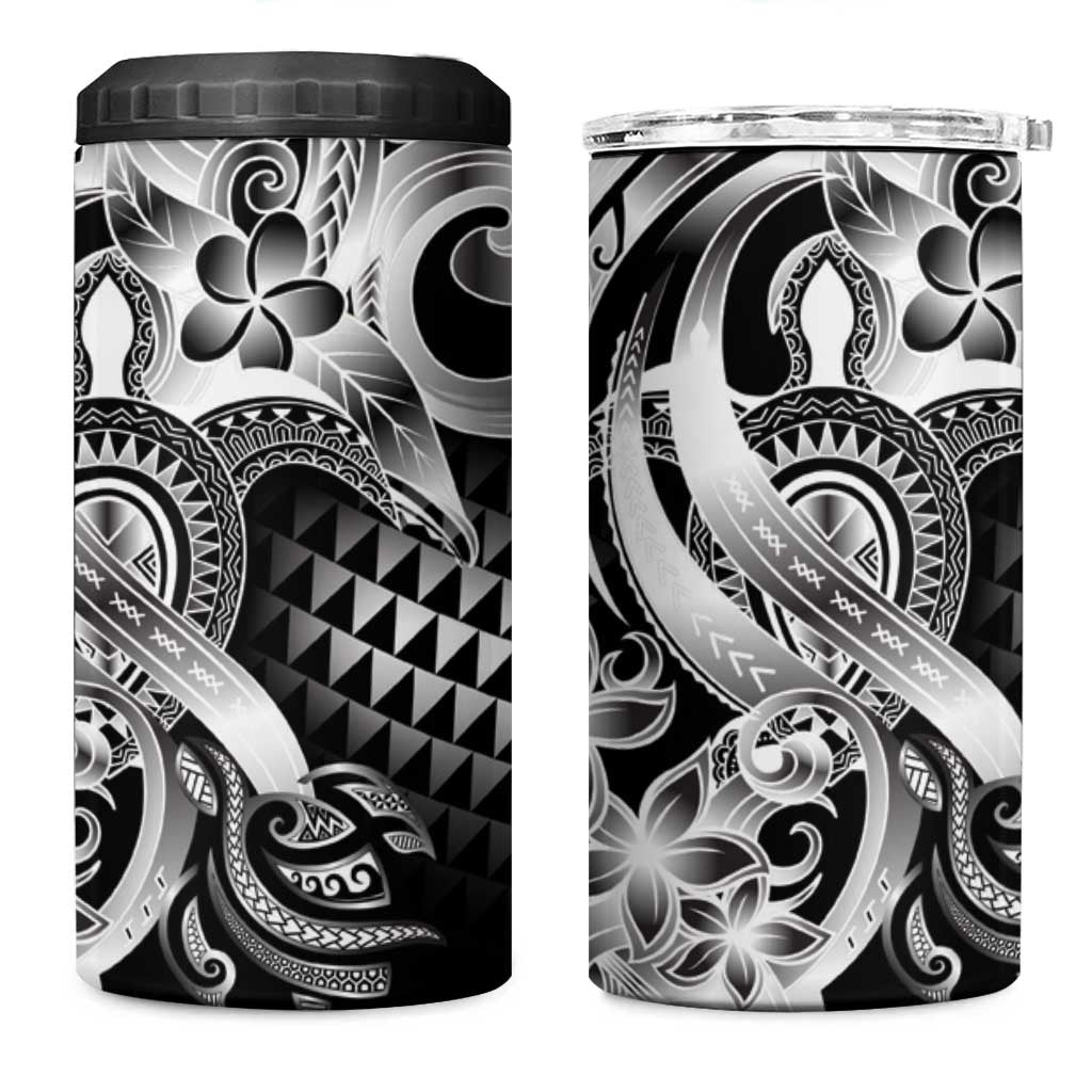 Aloha Black Tribal Honu Tattoo 4 in 1 Can Cooler Tumbler