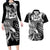 Aloha Black Tribal Honu Tattoo Couples Matching Long Sleeve Bodycon Dress and Hawaiian Shirt