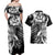 Aloha Black Tribal Honu Tattoo Couples Matching Off Shoulder Maxi Dress and Hawaiian Shirt