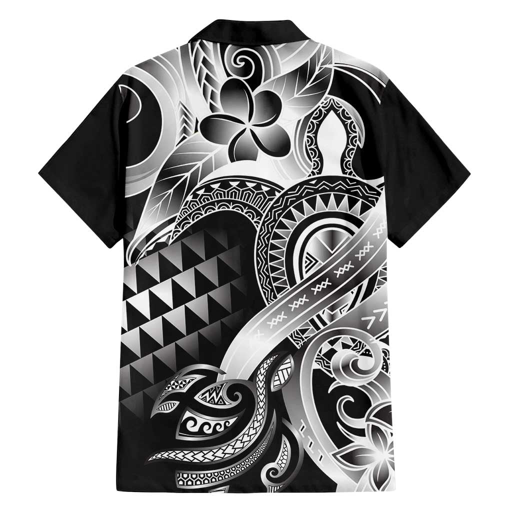 Aloha Black Tribal Honu Tattoo Family Matching Long Sleeve Bodycon Dress and Hawaiian Shirt