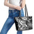 Aloha Black Tribal Honu Tattoo Leather Tote Bag