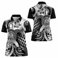 Aloha Black Tribal Honu Tattoo Women Polo Shirt