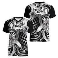 Aloha Black Tribal Honu Tattoo Women V-Neck T-Shirt