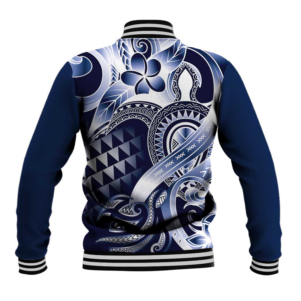 Aloha Blue Tribal Honu Tattoo Baseball Jacket