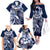 Aloha Blue Tribal Honu Tattoo Family Matching Off The Shoulder Long Sleeve Dress and Hawaiian Shirt