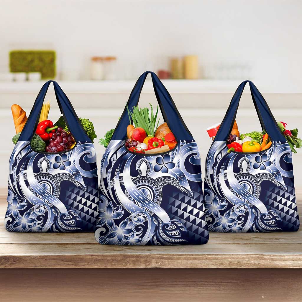 Aloha Blue Tribal Honu Tattoo Grocery Bag