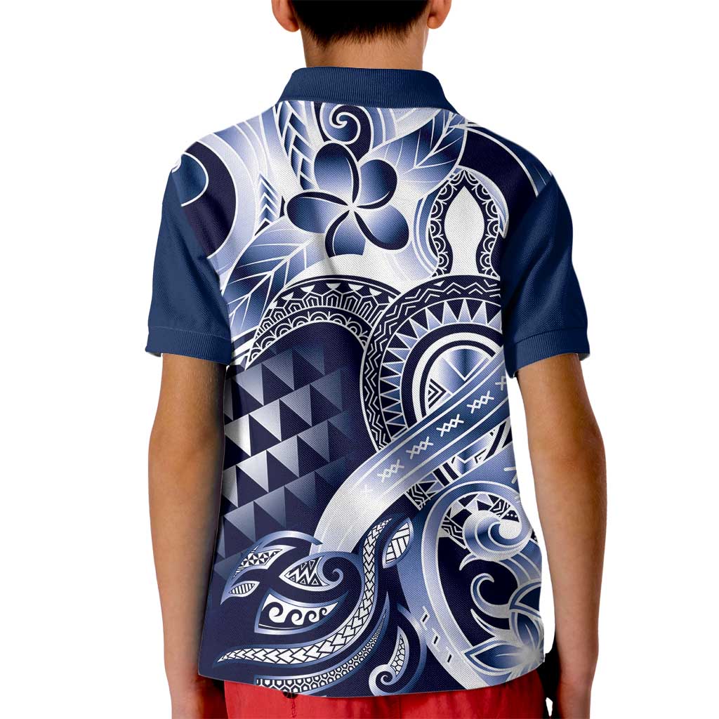 Aloha Blue Tribal Honu Tattoo Kid Polo Shirt
