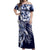 Aloha Blue Tribal Honu Tattoo Off Shoulder Maxi Dress