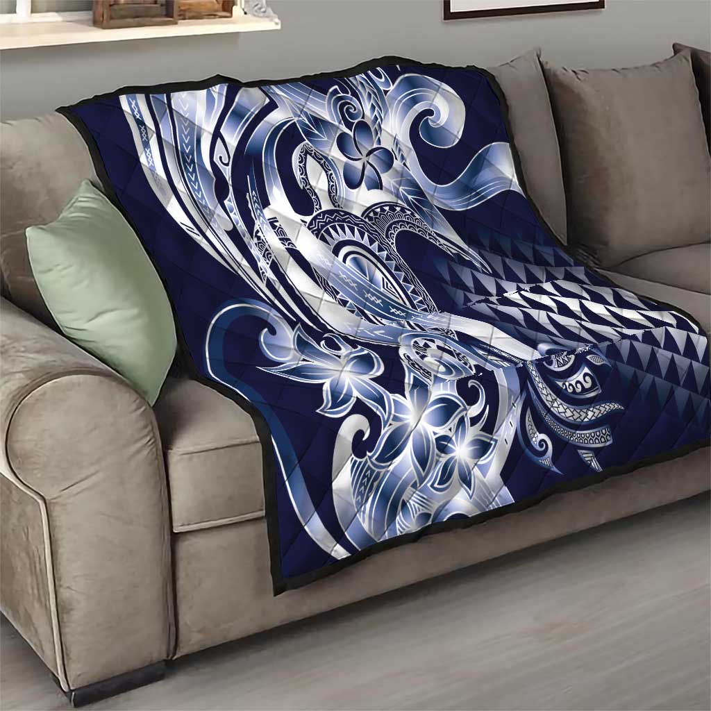 Aloha Blue Tribal Honu Tattoo Quilt