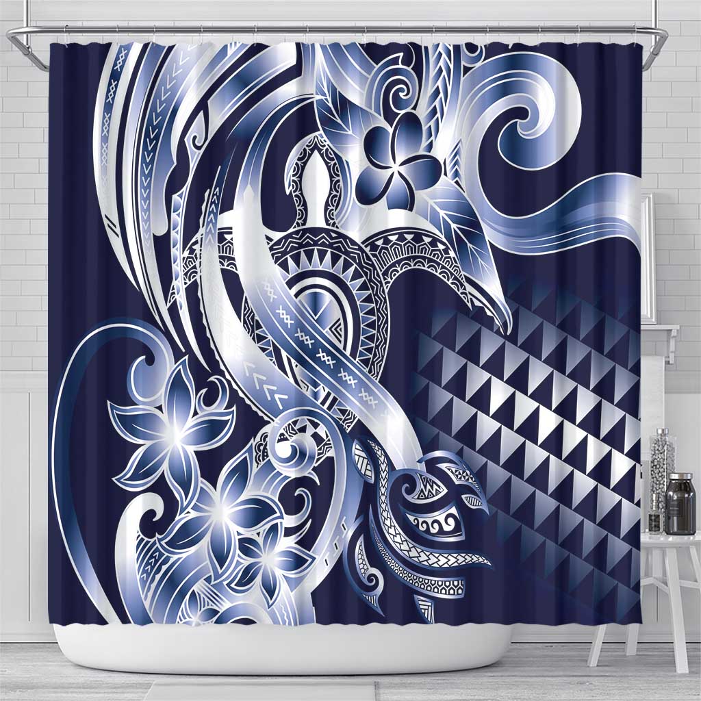 Aloha Blue Tribal Honu Tattoo Shower Curtain