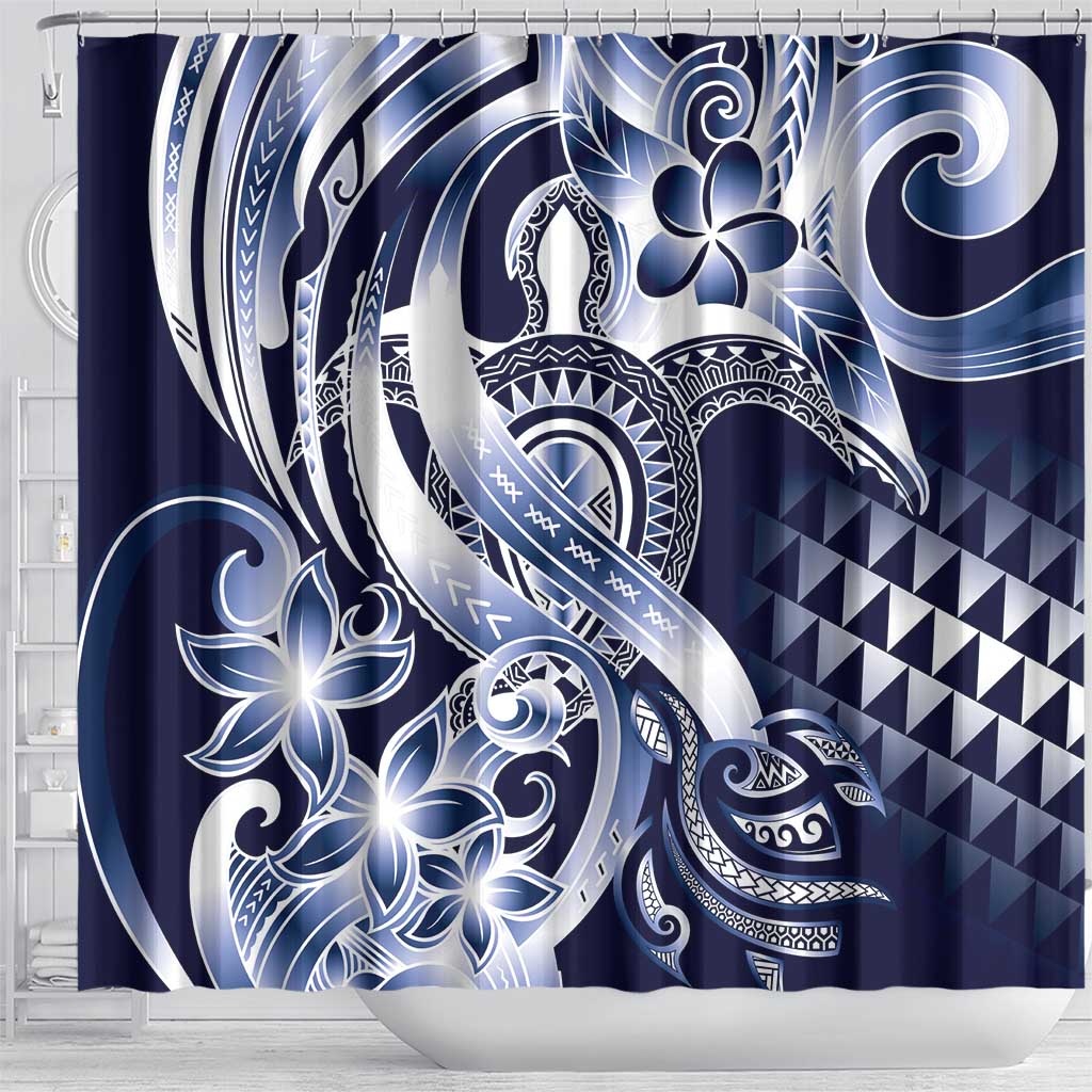 Aloha Blue Tribal Honu Tattoo Shower Curtain