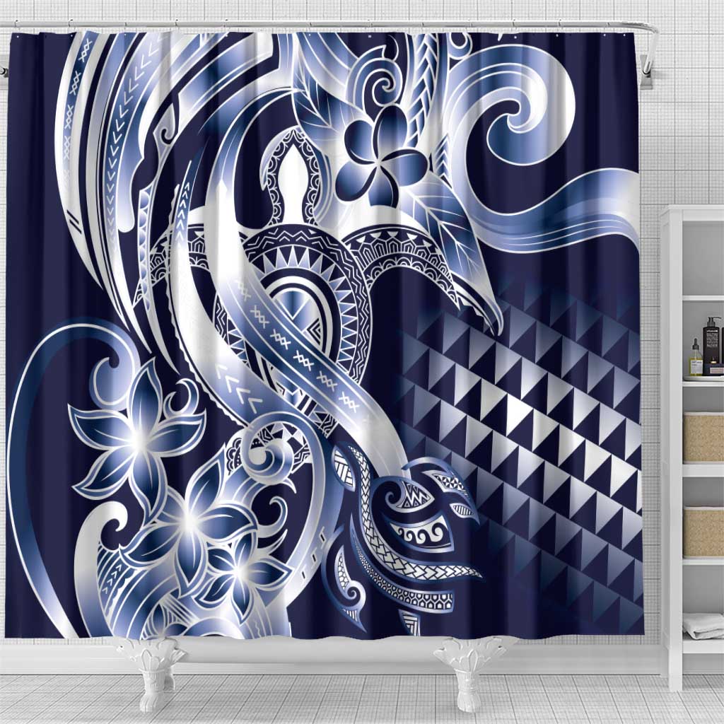 Aloha Blue Tribal Honu Tattoo Shower Curtain