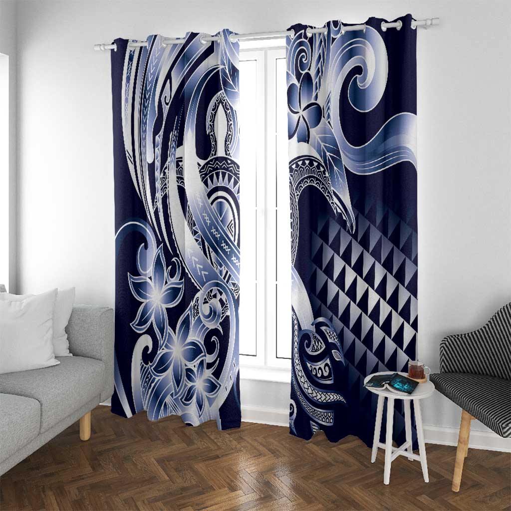Aloha Blue Tribal Honu Tattoo Window Curtain