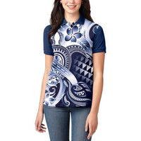 Aloha Blue Tribal Honu Tattoo Women Polo Shirt