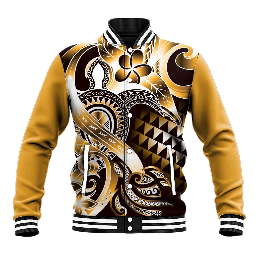 Aloha Gold Tribal Honu Tattoo Baseball Jacket