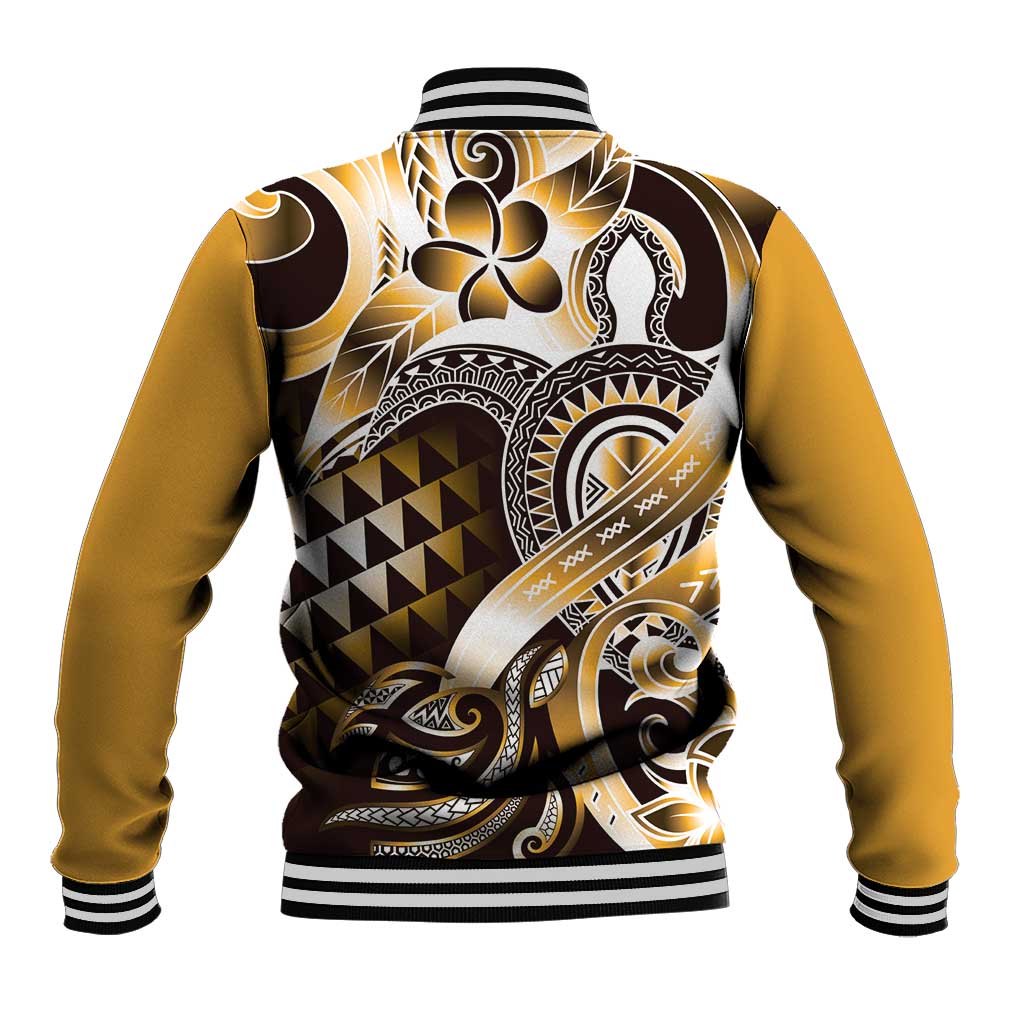 Aloha Gold Tribal Honu Tattoo Baseball Jacket