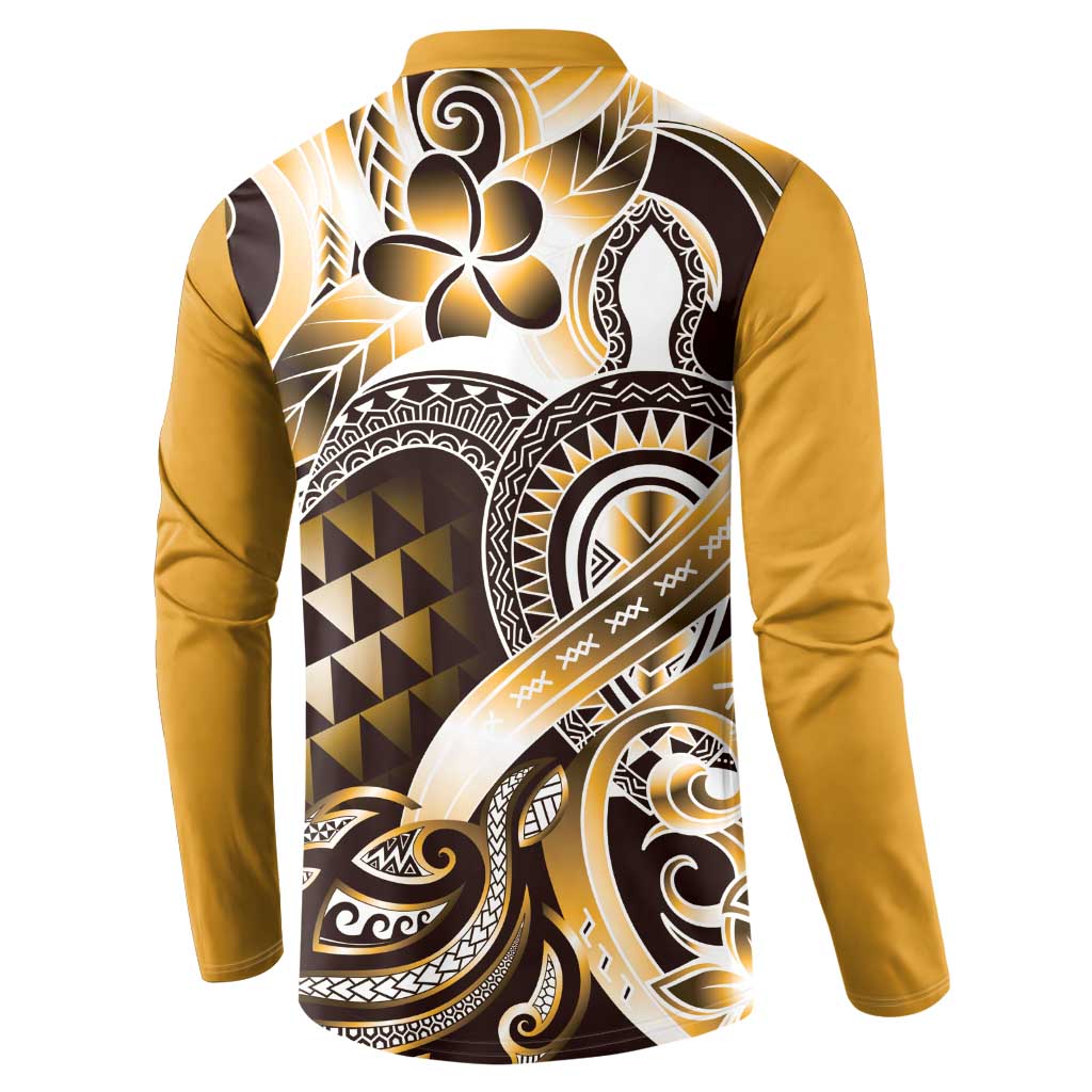 Aloha Gold Tribal Honu Tattoo Button Sweatshirt
