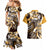 Aloha Gold Tribal Honu Tattoo Couples Matching Mermaid Dress and Hawaiian Shirt