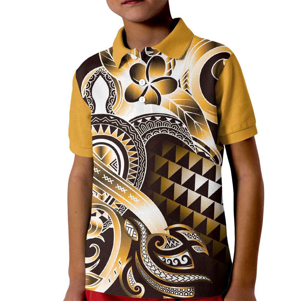 Aloha Gold Tribal Honu Tattoo Kid Polo Shirt