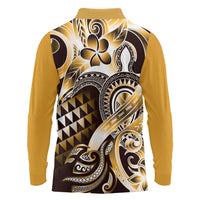 Aloha Gold Tribal Honu Tattoo Long Sleeve Polo Shirt