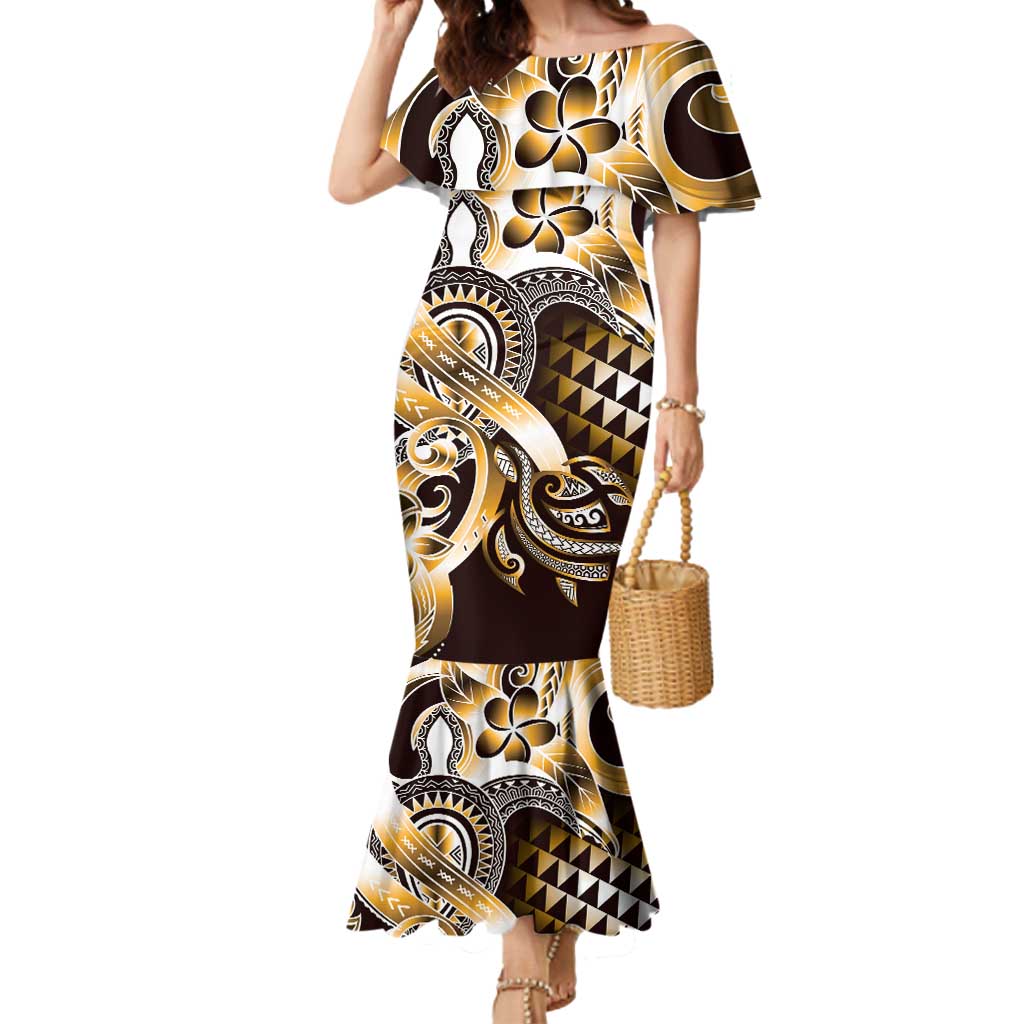 Aloha Gold Tribal Honu Tattoo Mermaid Dress