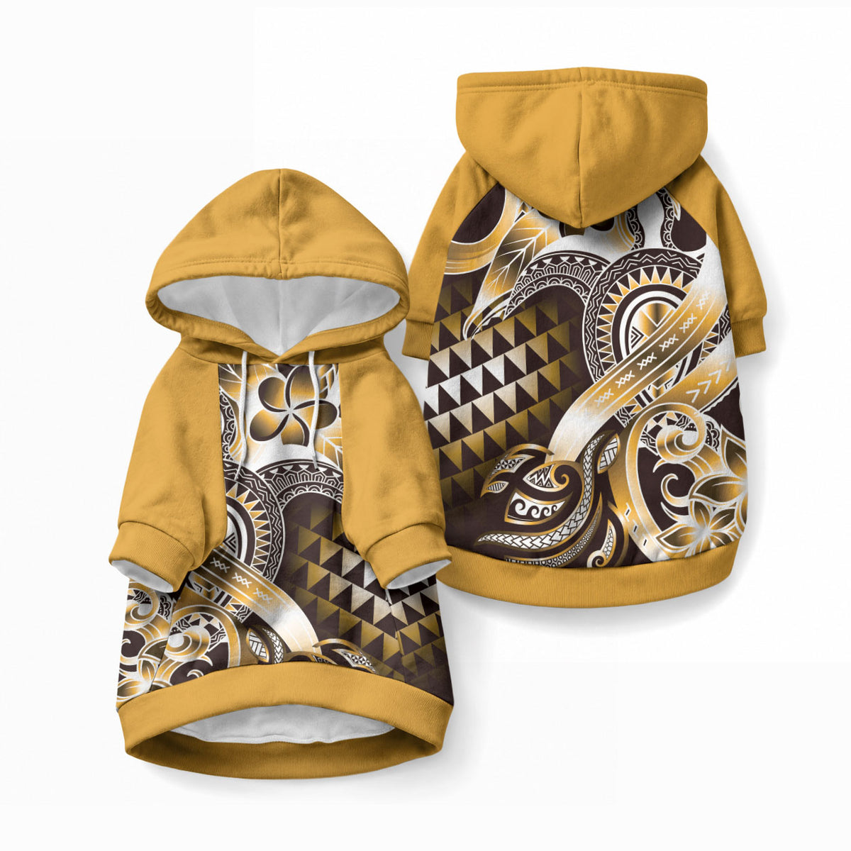 Aloha Gold Tribal Honu Tattoo Pet Hoodie LT9 Pullover Gold - Polynesian Pride