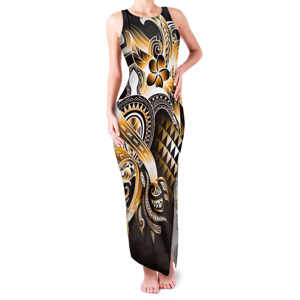 Aloha Gold Tribal Honu Tattoo Tank Maxi Dress