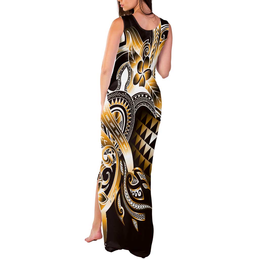 Aloha Gold Tribal Honu Tattoo Tank Maxi Dress